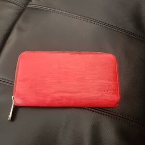 Louis Vuitton LV Red Epi Zip around wallet
